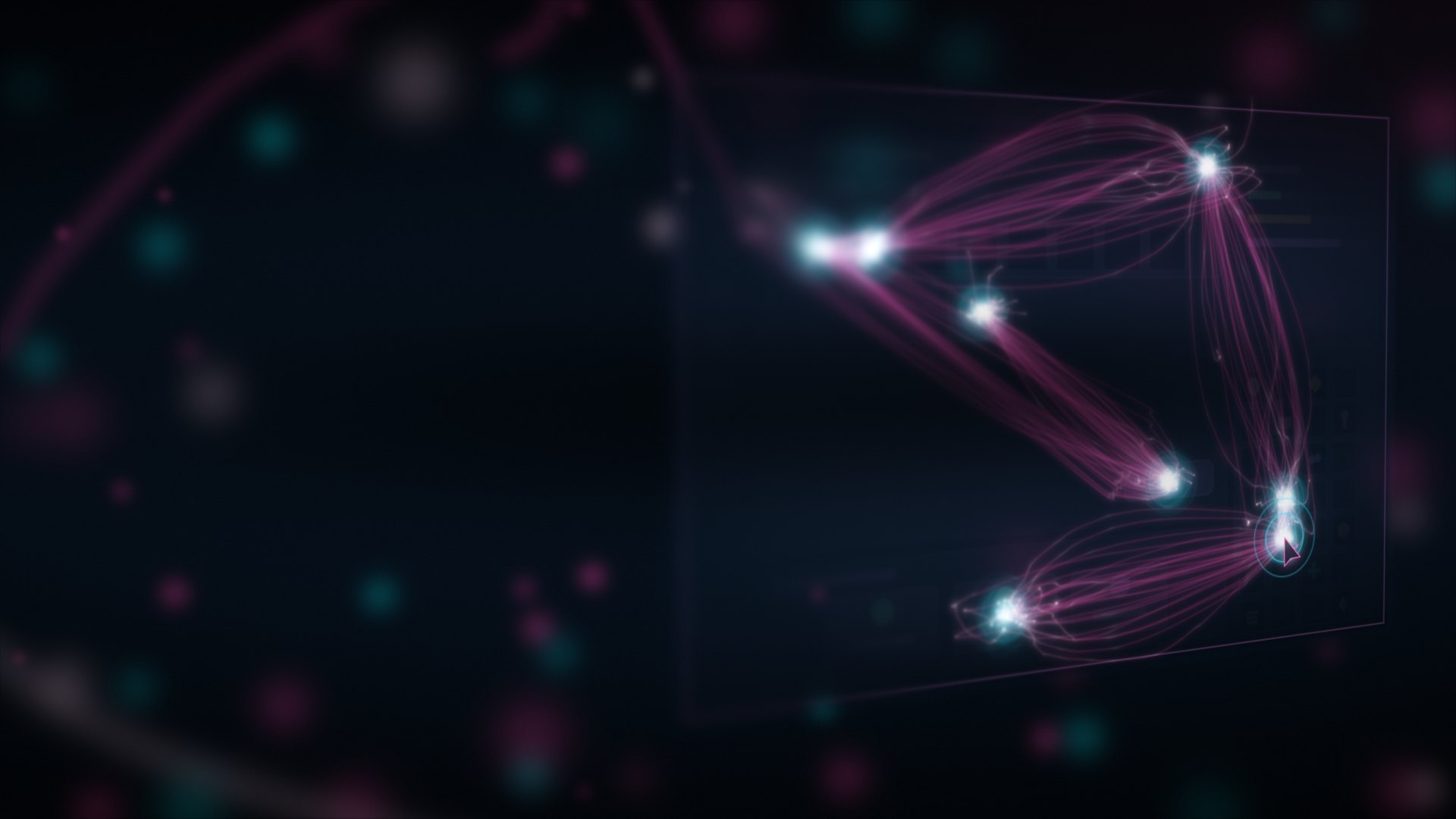 Human mouse movement traced as trails of light across an application window